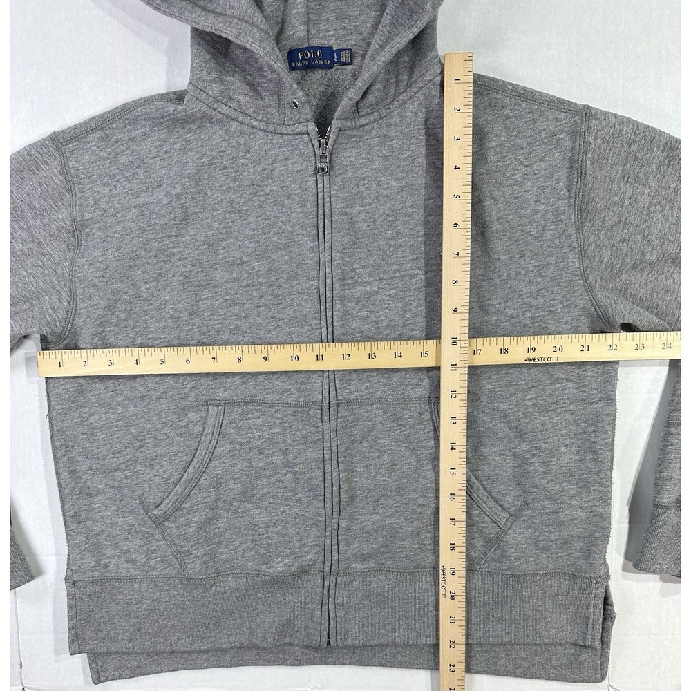 Polo Ralph Lauren Gray Full Zip Hoodie Sweatshirt White Pony Youth L - Picture 3 of 4